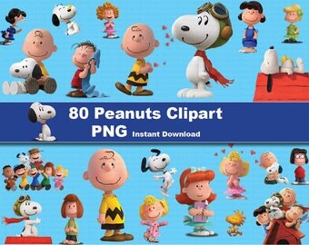 INSTANT DL- 80x Peanuts movie snoopy clipart png - printable Digital Clipart Graphic Instant Download