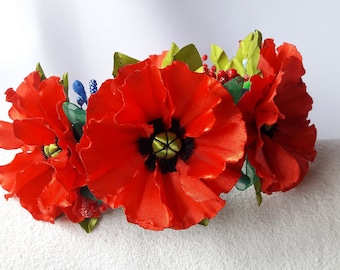 Hair wreath with poppies