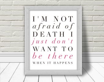 Woody Allen, Art mural, Quote, humour, Printable Poster, Typography, Affiche Murale, Home decor, death, Download