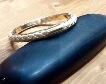 Bangle metal dore and braided leather color gold