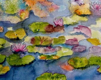 watercolor a Symphony of water lilies