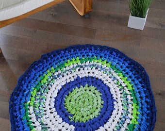Hand made crochet round rug