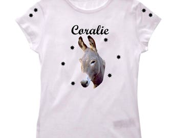T-shirt donkey girl personalized with name