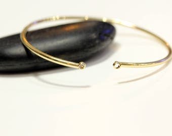 Bangle Bracelet with gold gilt rings