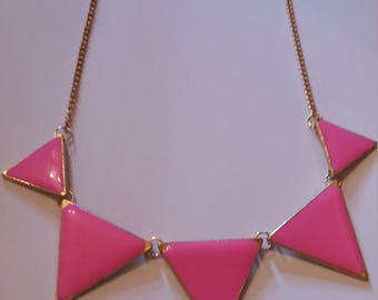 Pink triangle necklace