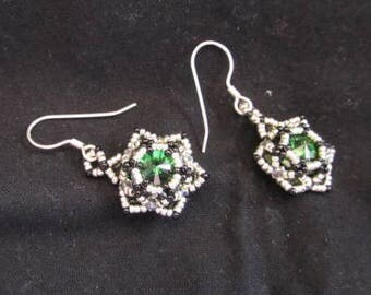 Green Rivoli crystal earrings