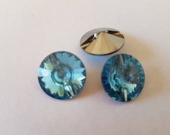 Blue aquamarine 14MM button