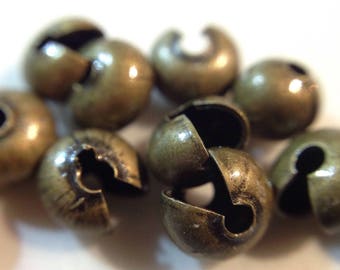 LOT 40 BEADS HAS CRIMP COVER NŒUD FINISH ROUND SNAIL EMBELLISHMENT ~ 5MM ANTIQUE BRONZE