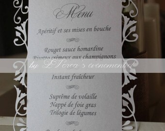 Menu arabesque sur papier irisé