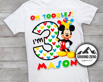 Mickey Mouse Birthday Shirt - Personalized with Name and Age - Mickey Mouse Birthday Tee - Custom Birthday Shirt