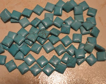 10 square turquoise beads