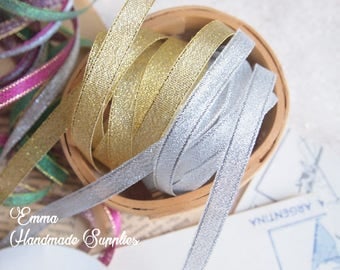 10 meters 3mm/8mm/10mm Metallic, Sparkle Organza Ribbon, Gold, Silver, Wired Ribbon