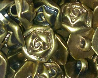 set of 5 buttons pink color bronze 18 mm sewing scrapbooking