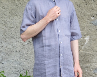 very light, grey/mauve linen shirt
