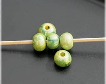Set of 5 beads 1 cm ceramic