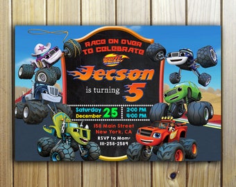 Blaze Invitation, Blaze Birthday, Blaze and The Monster Machines Invitation, Monster Machines, Blaze Party, Blaze Invite,Birthday Invitation