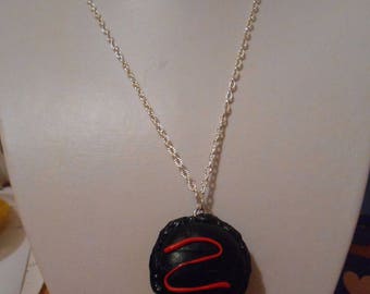 "macaroon" black polymer clay pendant necklace