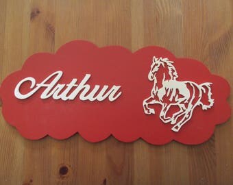 red door with customizable horse