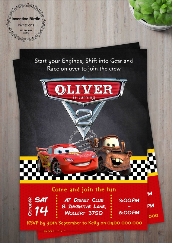 Cars Invitation Cars Birthday Invitation Disney Cars