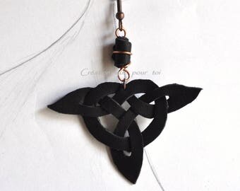Collection "Cuir" Boucles d'oreille "Celtique N°3"