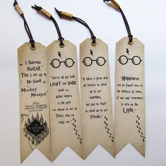 Handmade Bookmarks Set of 4 Harry Potter quotes Bookmarks With