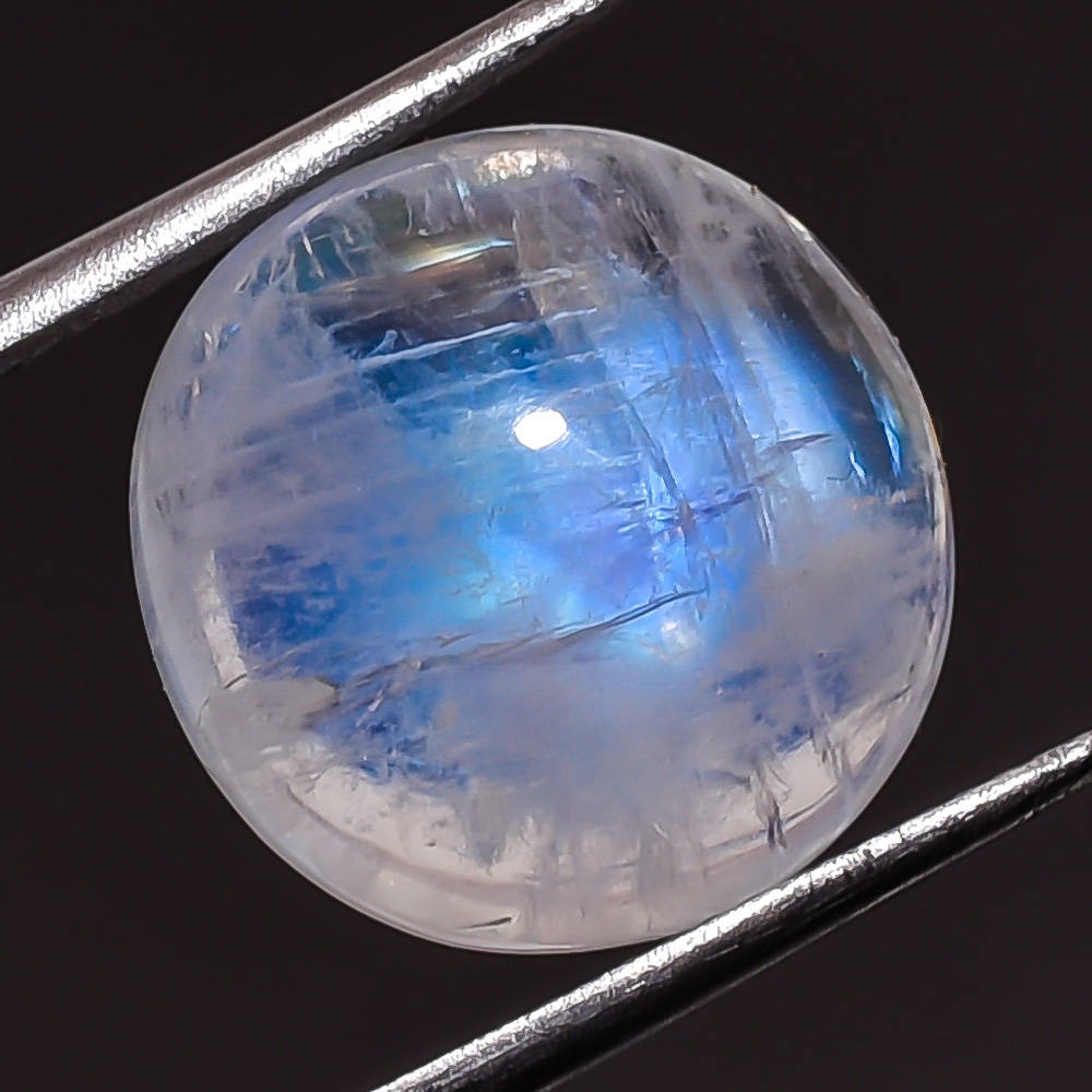Rainbow Moonstone Cabochon, Round Shaped, 15x15mm, Natural Rainbow