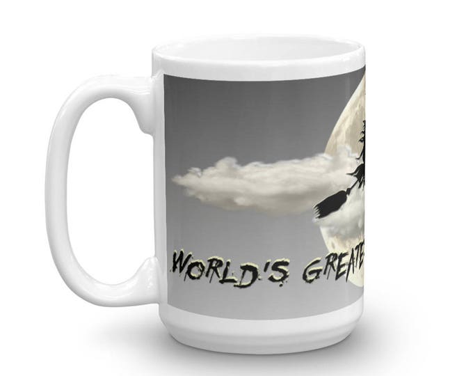 Worlds Greatest, Mother in Law, Mug, Funny, Unique, Witch, Moon, Halloween Theme, Great Gift Ideas, Gag Gift