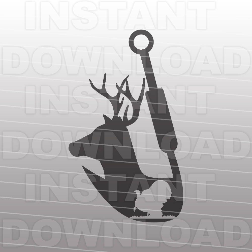 Download Deer Fish Hook Turkey SVG FileHunting and Fishing SVG File