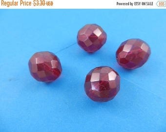 20% Off Sale 16mm Czech fire polished round glass beads transparent fuschia 4 pieces6560