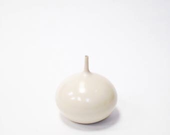 Ships Now- one medium stoneware bottle vase in cream off white by Sara paloma