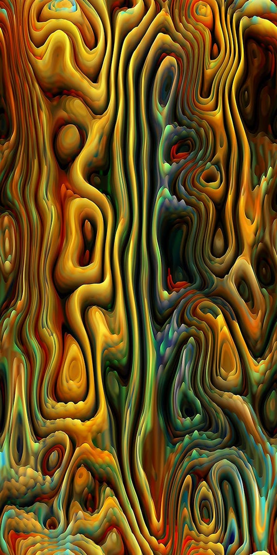 Abstract Golden Maze Artist Hand Created Artisan Crepe de Chine Fabric Fiber Art Apparel Sheer Home Decor