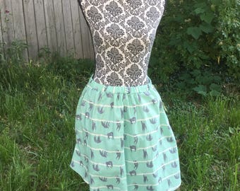 Elastic Waist Sloth Print Skirt With Pockets - Size 30" to 40"