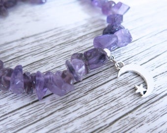 Amethyst Bracelet Amethyst Gemstone Bracelet Amethyst Crystal Chip Choose Your Own Charm Bracelet Design Your Bracelet