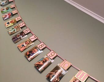 12 month photo banner pink gold 1st birthday picture NEWBORN - 12 months