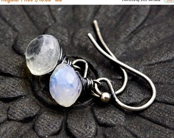 Drop Earrings, Moonstone Earrings, Moonstone Jewelry, Rainbow Moonstone, Dangle Earrings, Sterling Silver, White Gemstone, PoleStar