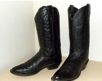 Vintage Black on black leather cowboy boots size 8.5 or cowgirl size 10