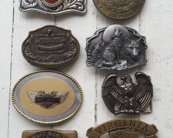 Belt Buckles / Western Belt Buckles / Lot of 8 / USA Made / Americana / Work Wear