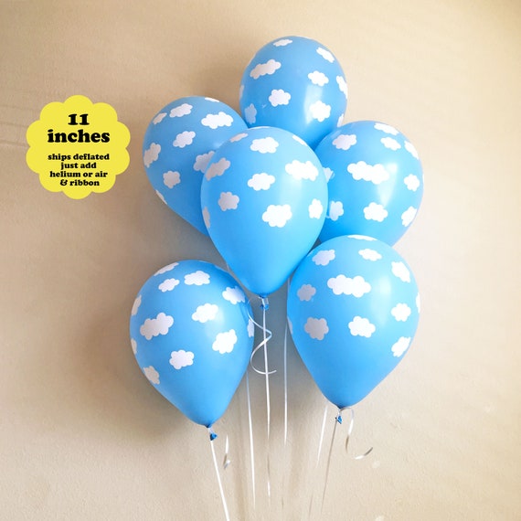Cloud Balloons Airplane Party Decoration - 6 pack 11" Latex - Airplane Baby Shower Airplane 1st Birthday Blue Skies Balloon Blue Balloons Il_570xn