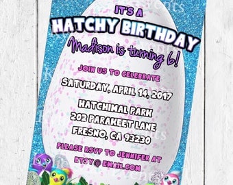 Digital Hatchimal Birthday Party Invitation. Hatchimals Birthday Invitation. Hatchimal Party Supplies. Hatchimal Invitation.
