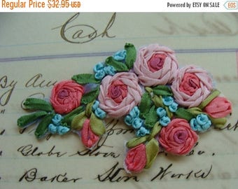 ONSALE Beautiful Intoxicating Vintage Silk Ribbon Embroidery Luxurious Applique Mint Condition
