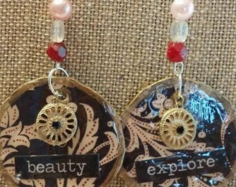 super sale handmade paper mache earrings