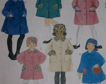 McCall's 2403 Polar Gear Children's Girl's Unlined Coats and Hat Size 4-5-6 New- Uncut