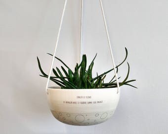 Hanging planter. Large ceramic plant hanger, succulent pot, terrarium. Plant pot, plant holder, modern pottery.