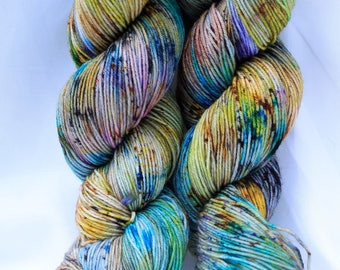 hand painted Super wash merino speckled sock yarn fingering weight 100 grams 3.6 oz