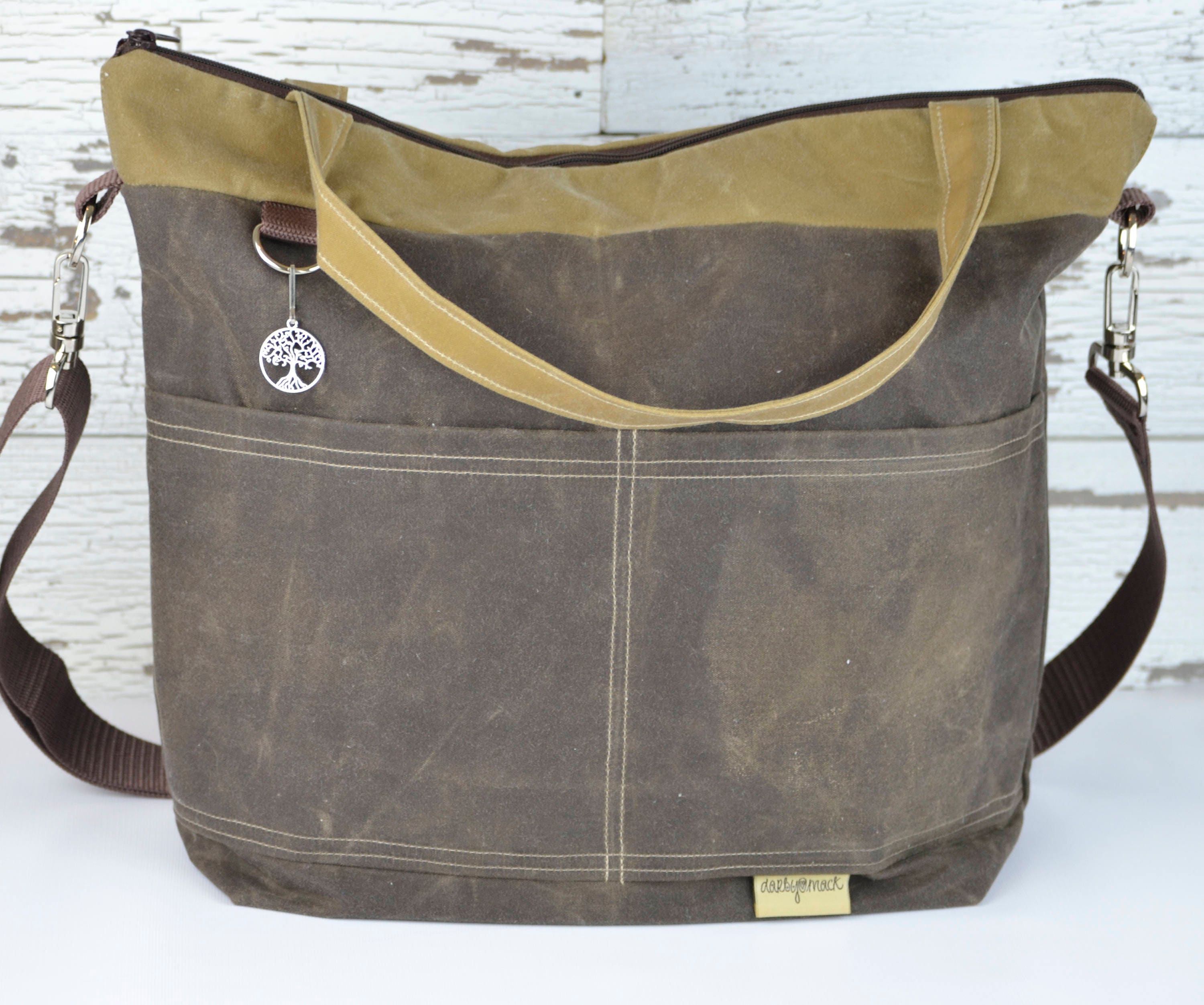 Our Vegan Diaper Bag Waxed Canvas waterproof Tote / cross