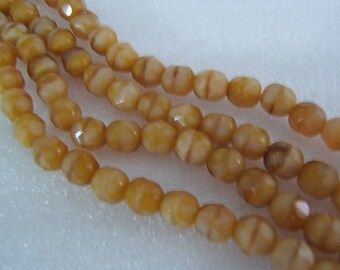 25 - Yummy Butterscotch Faceted Rounds 6mm Czech Glass Beads