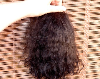 Doll Hair on the pelt black long 9 in angora mohair locks/ reroot/ BJD/ Reborn/ Blythe Doll/ pullip/ bjd la fiaba russa