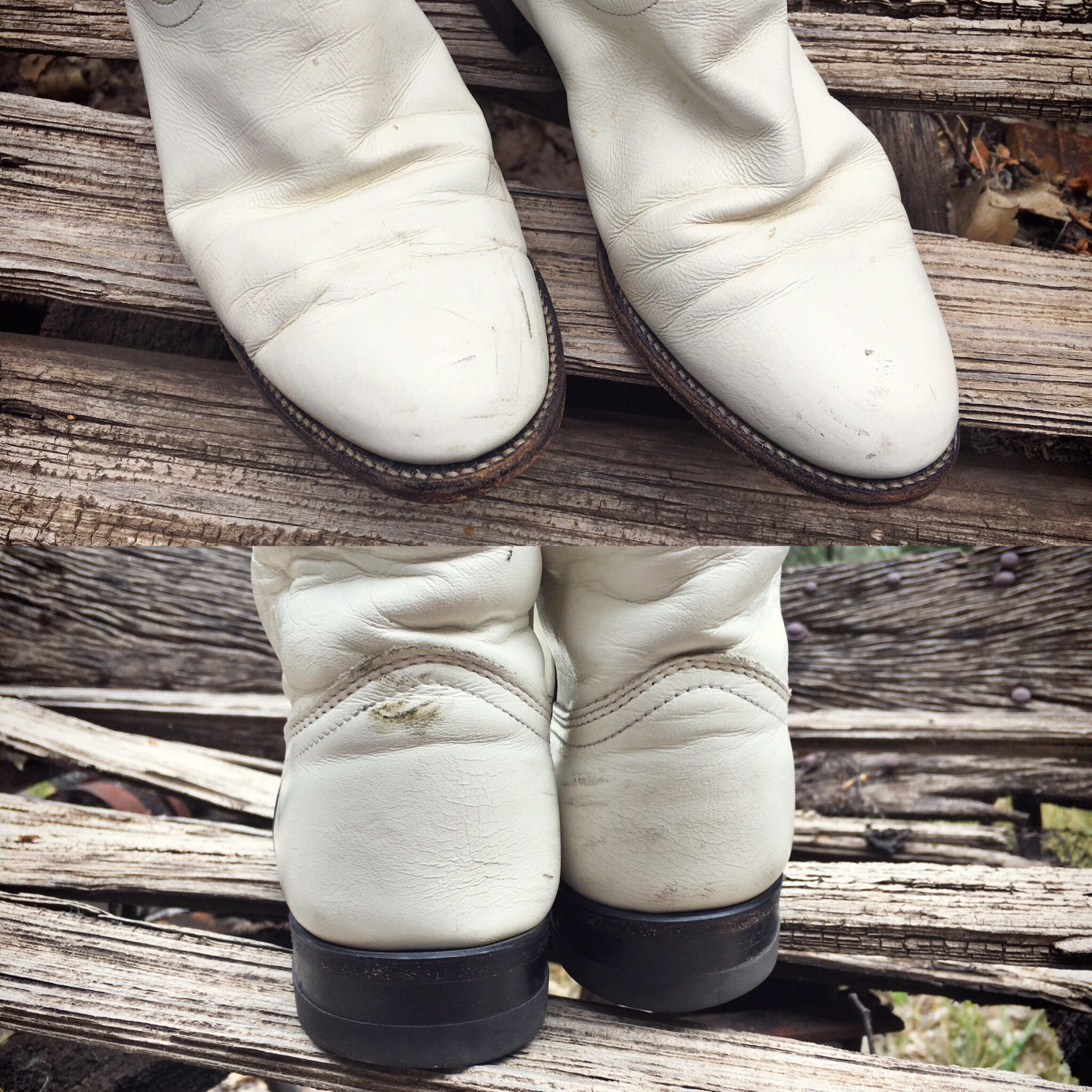 Vintage Justin roper white cowboy boots Women's Size 8 cowgirl boots