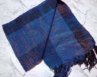 rainbow scarf opal handwoven tabby weave