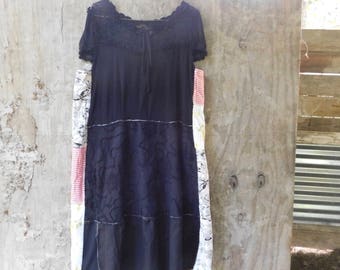 Upcycled Dress, Tunic, Black Dress, Patchwork, Upcycled Clothing, Boho, Unique, Summer, Boho, Bohemian, Gypsy, Reclaimed, Recycled, Fun